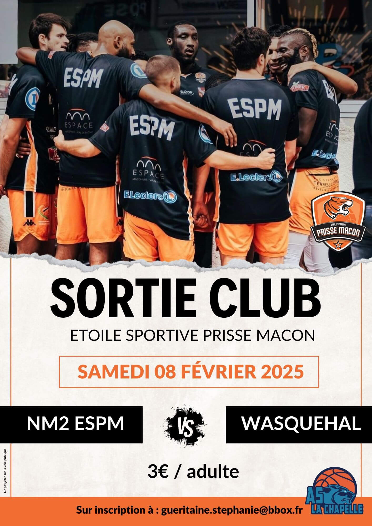 _Poster Sport Recrutement Basketball Photo Moderne Simple Noir Beige Orange